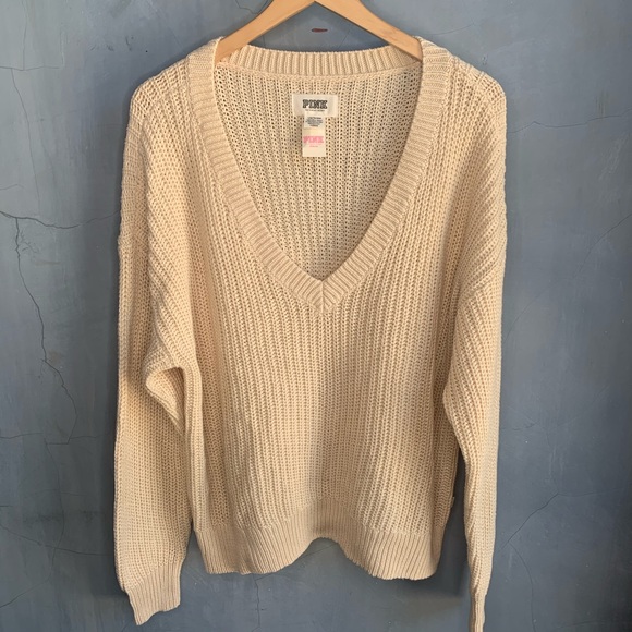 Victoria’s Secret PINK V-neck Cable Knit Sweater - Picture 2 of 8